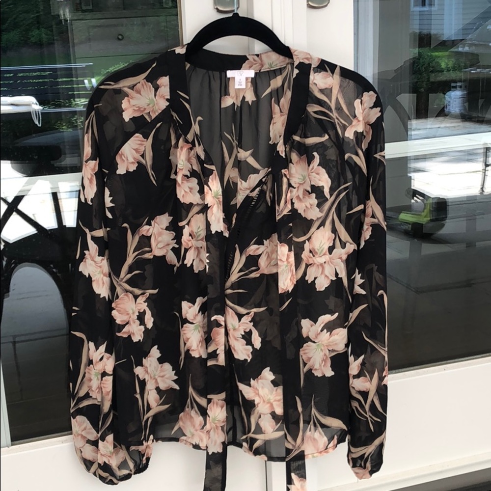 BP floral blouse with front tie